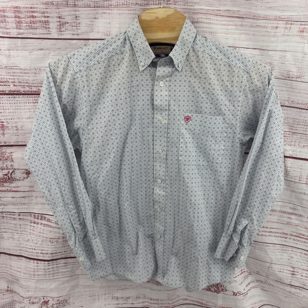 Ariat‎ Shirt Mens Medium Long Sleeve Button Down Geometric Western Cowboy
